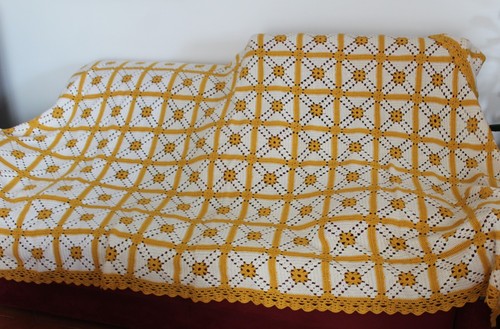 Coppia coperte lana uncinetto