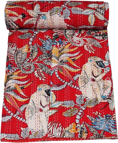 Trapunta kantha scimmia rossa - kantha,