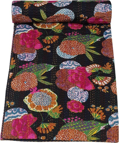 Trapunta kantha nera stampa - kantha,