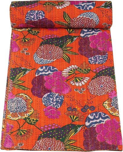 Trapunta kantha arancione - kantha,